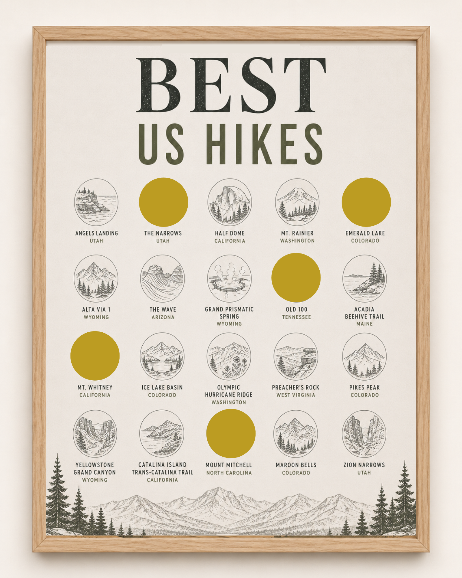 Best US Hikes // Bucket List // Scratch Off Poster