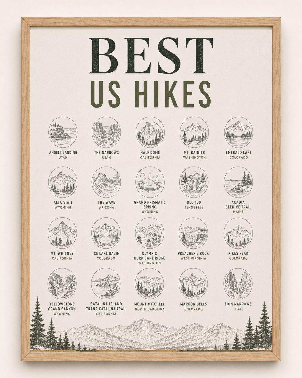 Best US Hikes // Bucket List // Scratch Off Poster