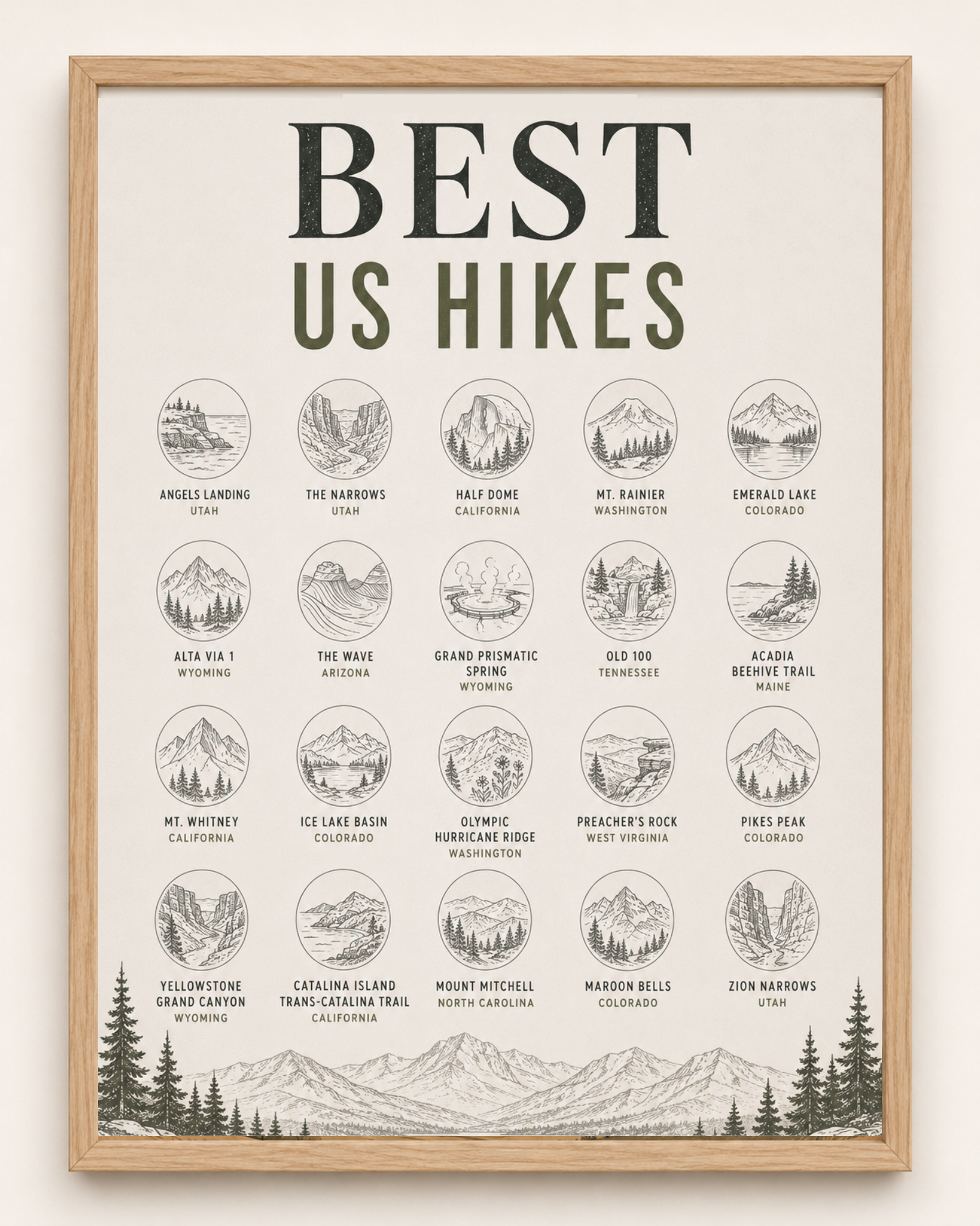 Best US Hikes // Bucket List // Scratch Off Poster