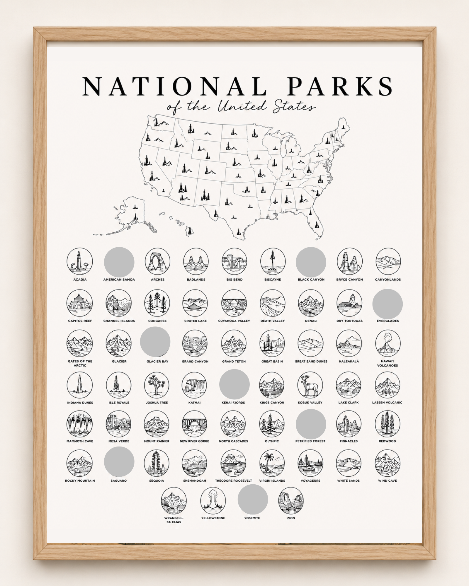 National Parks // Bucket List // Scratch Off Poster