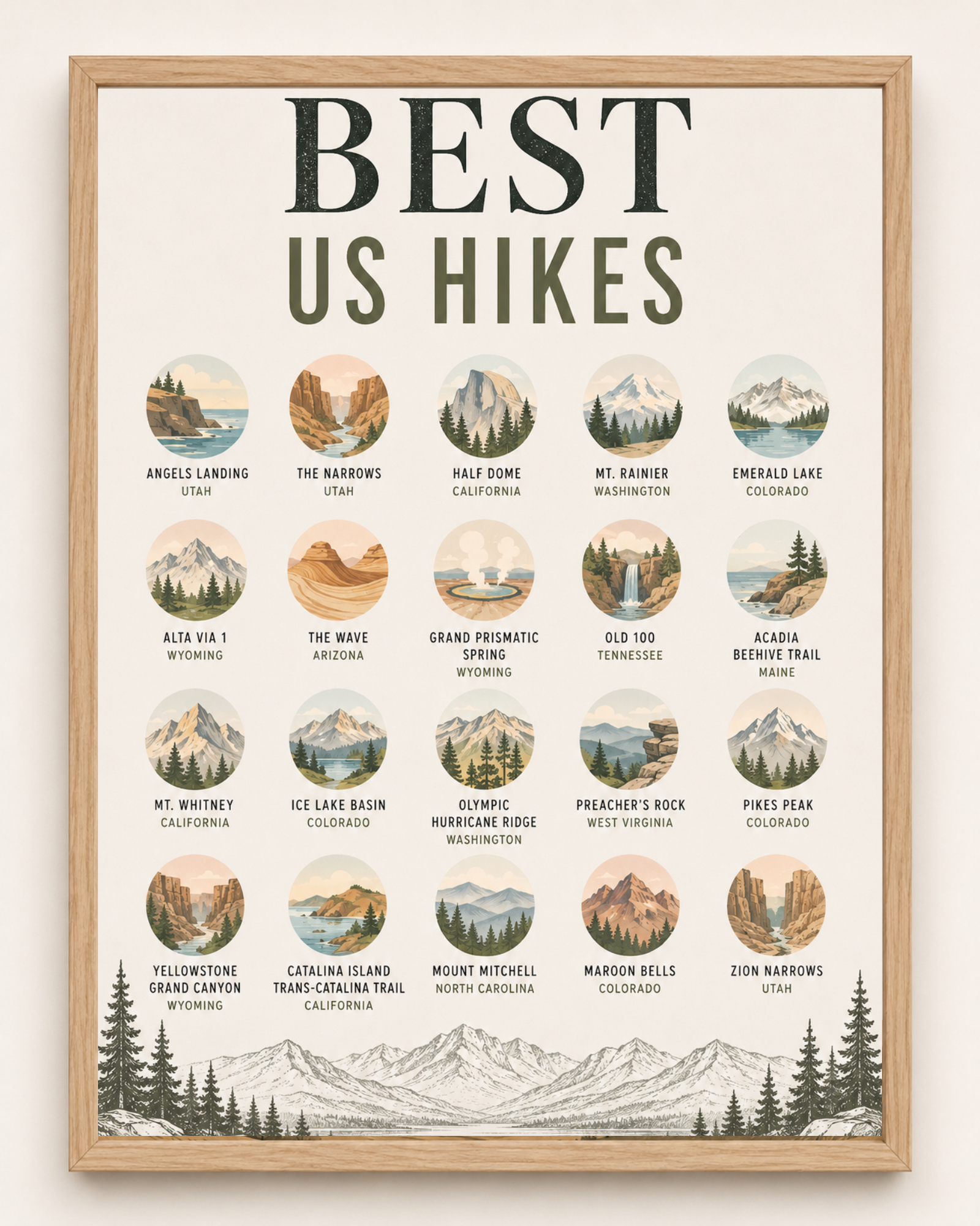 Best US Hikes // Bucket List // Scratch Off Poster