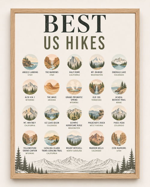 Best US Hikes // Bucket List // Scratch Off Poster
