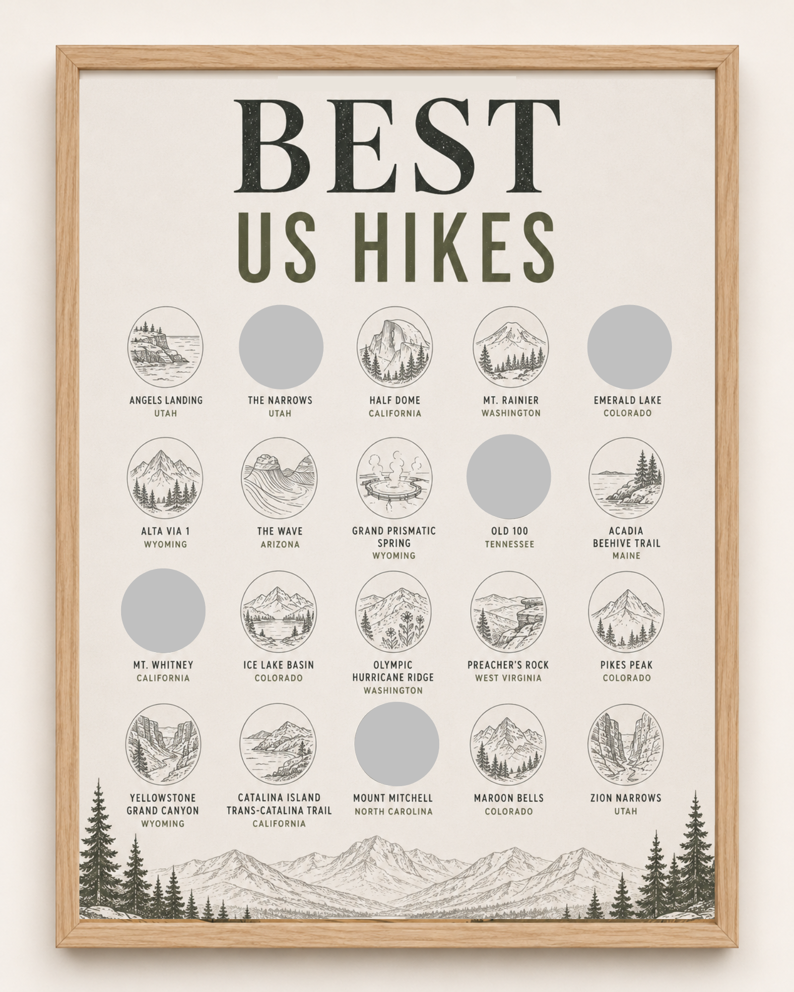 Best US Hikes // Bucket List // Scratch Off Poster
