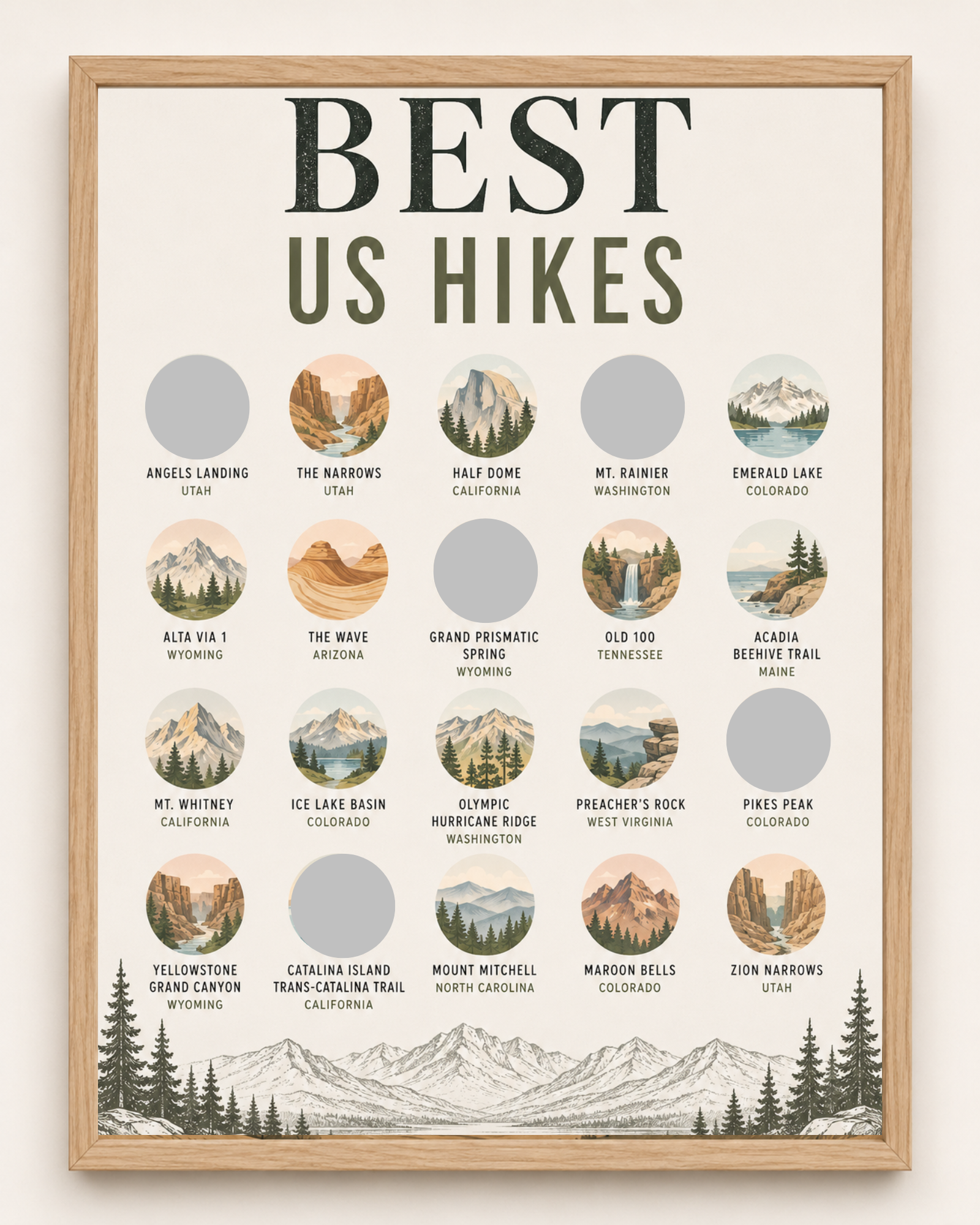 Best US Hikes // Bucket List // Scratch Off Poster