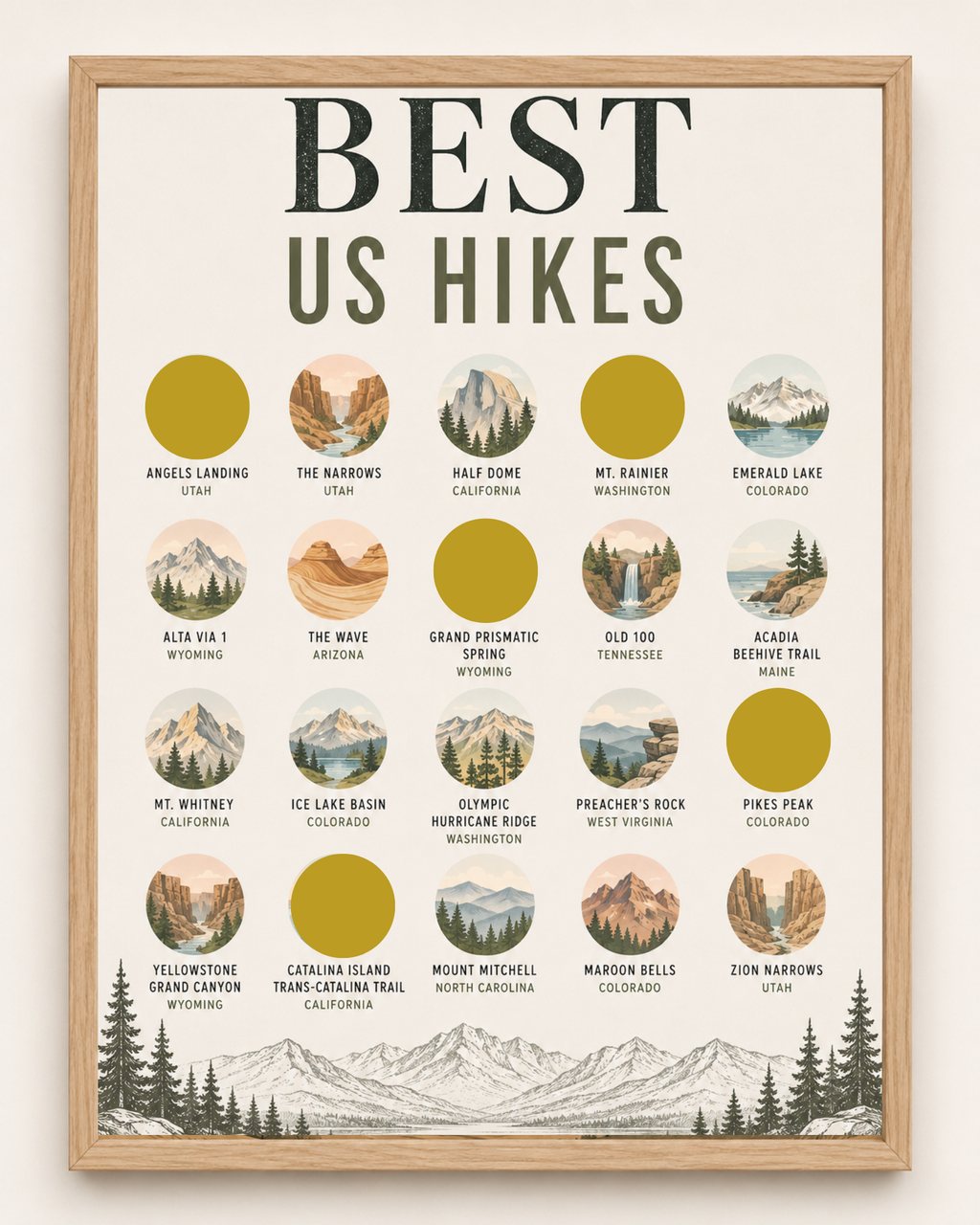 Best US Hikes // Bucket List // Scratch Off Poster