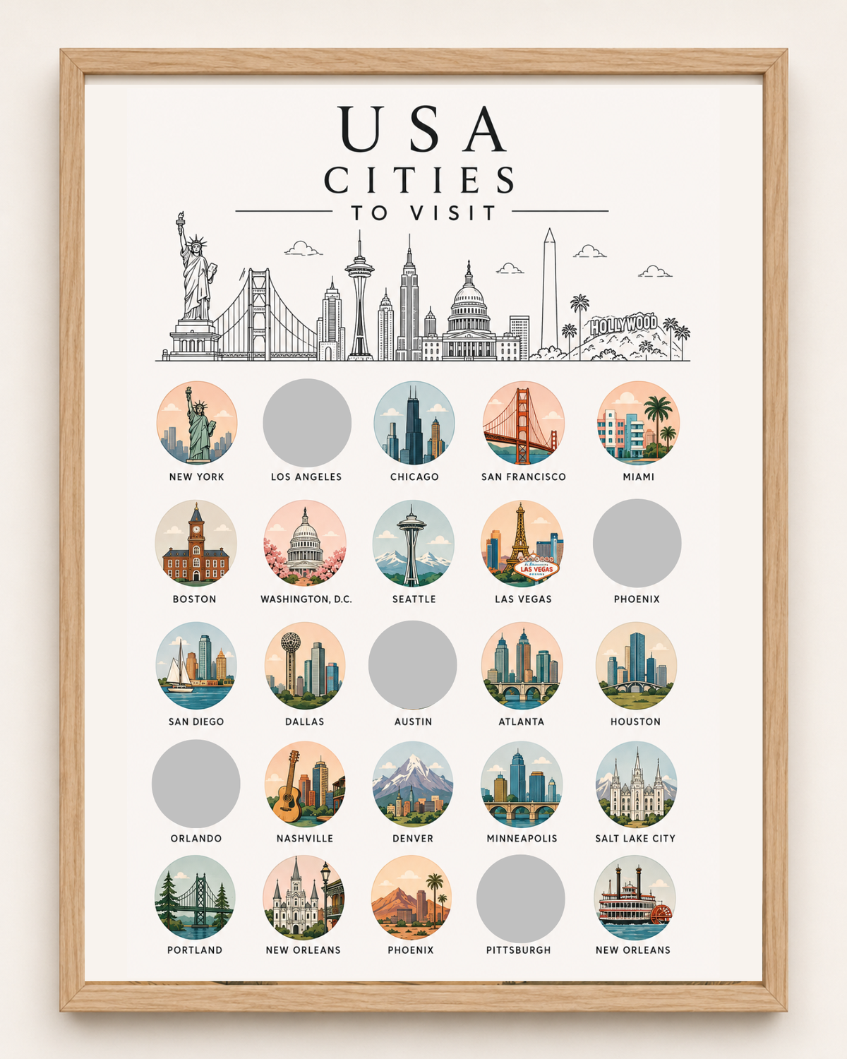 Cities // Bucket List // Scratch Off Poster